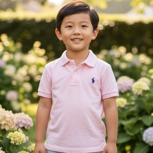 Polo by Ralph Lauren Light Pink Boys' Short-Sleeve Polo with Navy Pony